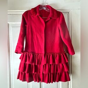 Girls 7/8 Red ruffled dress coat by Hartstrings. Great condition.